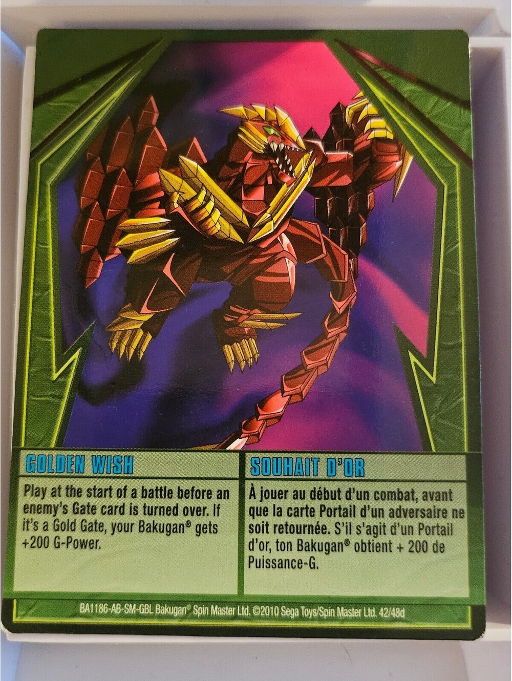 BAKUGAN Ability Card GOLDEN WISH BA1186-AB-SM-GBL 2010 SM/SEGA 42/48d